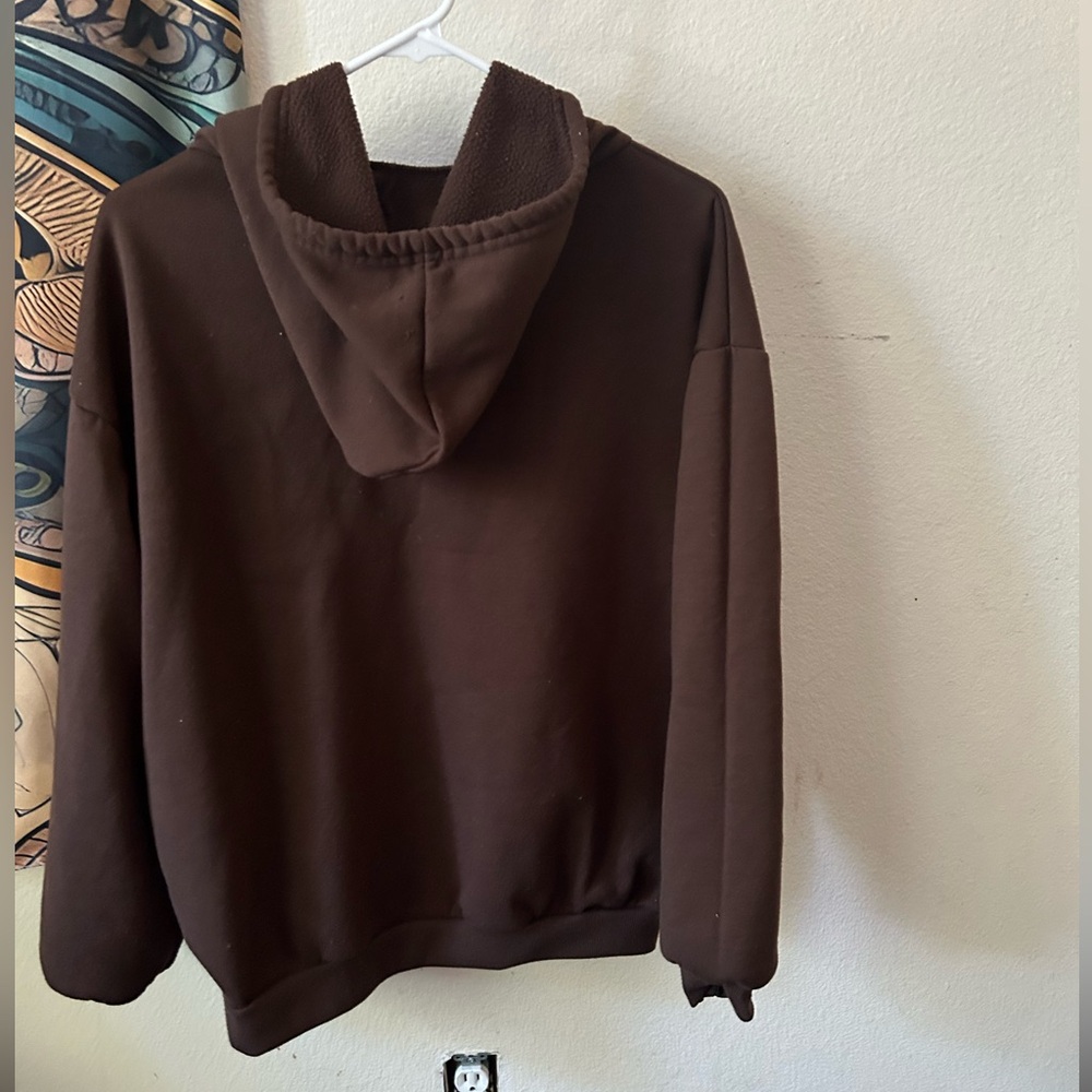 Zip up Brown Sweater / Off the Shoulder Sweater